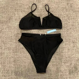 Live Life on the Beach Black Mesh Bikini